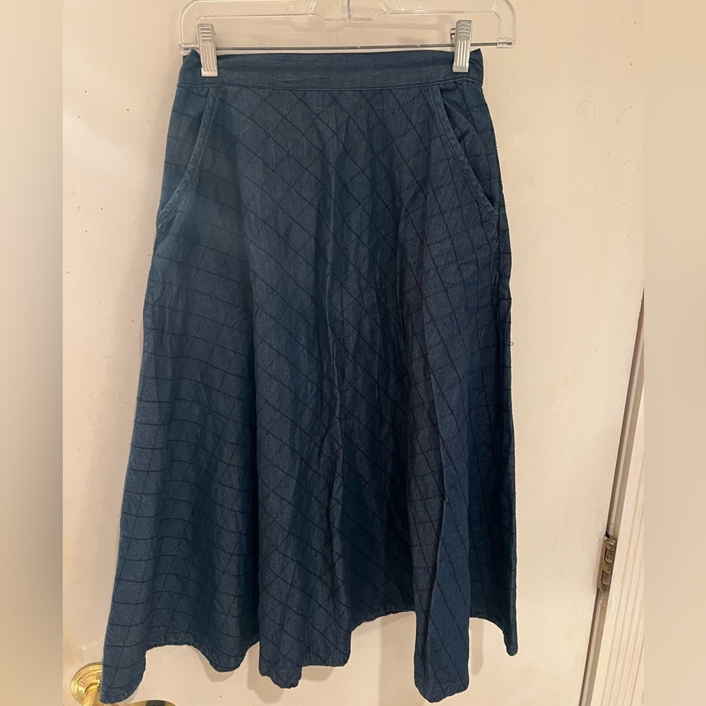 EUC A Line Denim Skirt FOREVER 21 Size S WORK Vintage Jean Midi denim - Picture 2 of 9